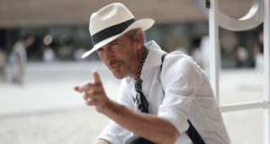 man in panama hat